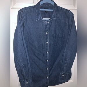 J Crew womens dark denim chambray shirt M great used condition. No flaws